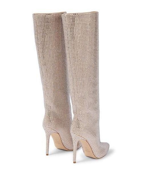 Paris Texas Gray Embellished Suede Knee-High Boots