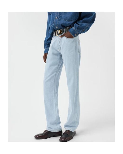Versace Blue Straight Chambray Jeans for men
