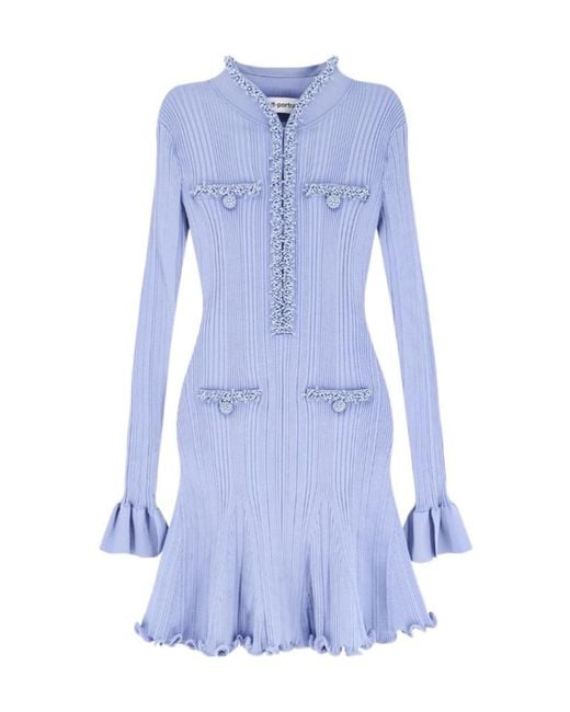 Self-Portrait Blue Short Dresses
