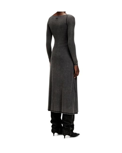 DIESEL Black D-Ley Faded Ribbed Jersey Midi Dress