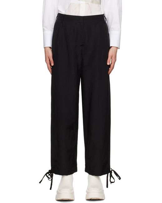 MSGM Black Elasticated-Ankles Wide-Leg Trousers