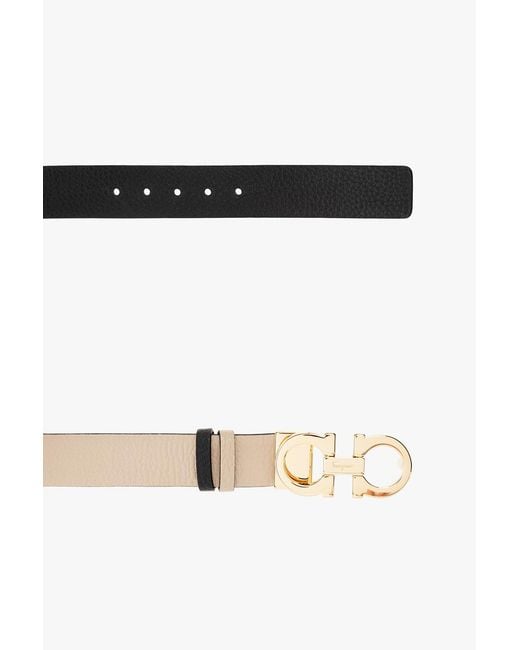 Ferragamo White Ferragamo Gancini Reversible Belt