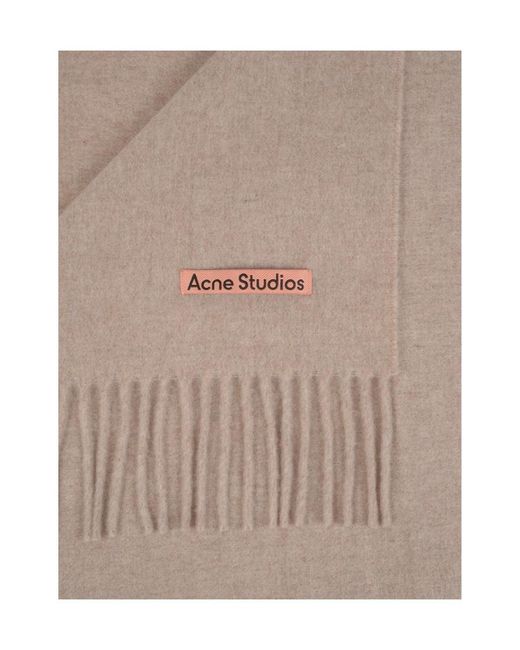 Acne Natural Logo Patch Fringed-Edge Scarf for men