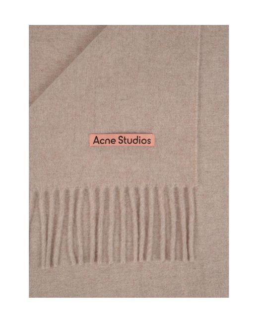 Acne Natural Logo Patch Fringed-Edge Scarf for men