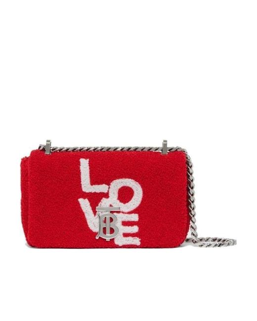 Burberry Red Mini Lola Love-Motif Towelling Bag