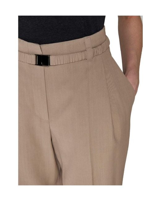 Brunello Cucinelli Natural Belted Straight-Leg Trousers