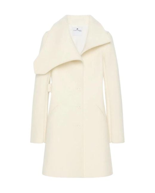 Courreges White Asymmetrical-Collar Coat