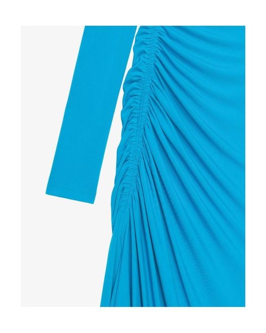 Givenchy Blue Draped Long-Sleeved Dress