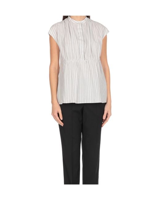 Peserico White Striped Sleeveless Shirt