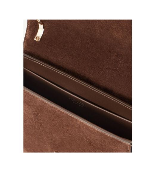 Aquazzura Brown Galerie Leather-Trimmed Suede Shoulder Bag