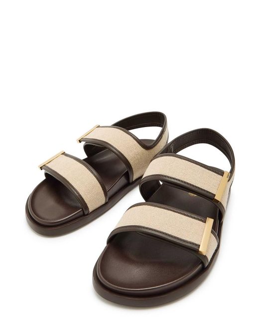 Tod's Brown Canvas Round-Toe Sandals