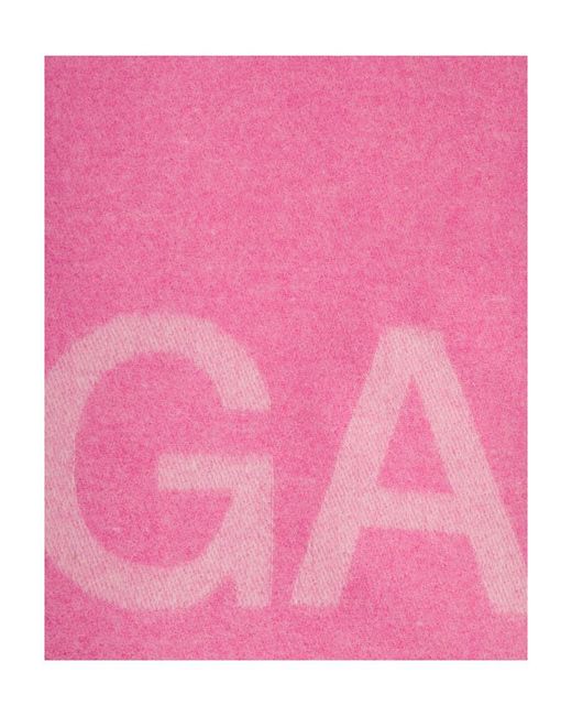 Ganni Pink Wool Scarf