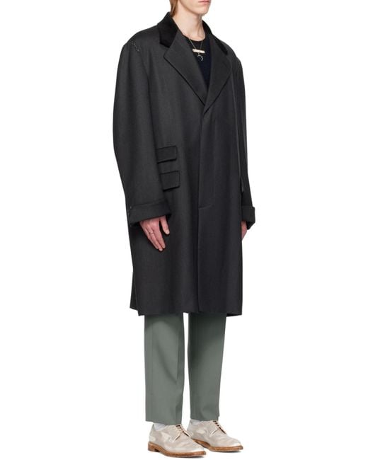 Maison Margiela Black Work-In-Progress Wool Coat for men