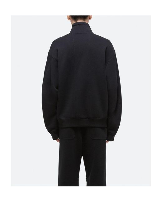 Helmut Lang Blue Funnel Neck Drawstring Hoodie for men
