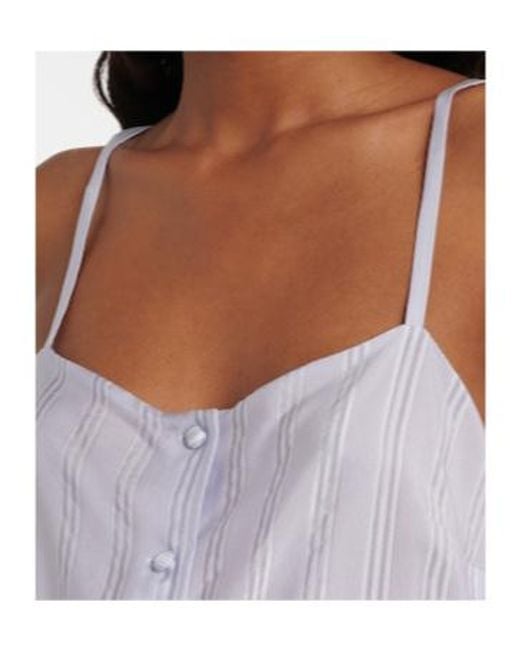 FRAME Blue Lace-Trimmed Striped Silk Camisole