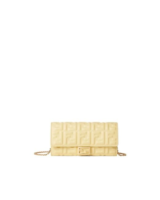 Fendi Metallic Ff Motif Baguette Continental Chain-Linked Wallet