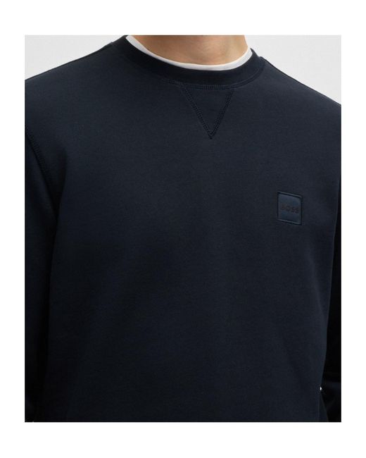 Boss Blue Crew-Neck Sweatshirt for men