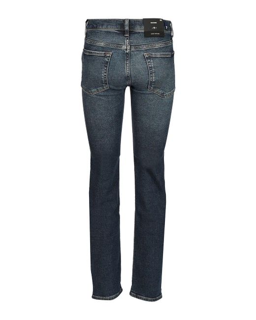 7 For All Mankind Blue Faded Five-Pocket Jeans Pants