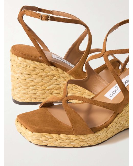 Jimmy Choo Metallic Ayla 85Mm Wedge Sandals