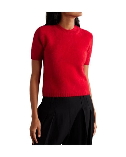 Kallmeyer Red Short-Sleeved Cashmere Sweater