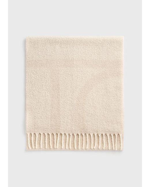Totême White Totême Monogram Jacquard Fringed Scarf