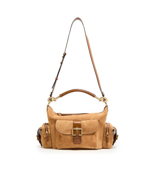Chloé Brown Engraved Logo Camera Shoulder Bag
