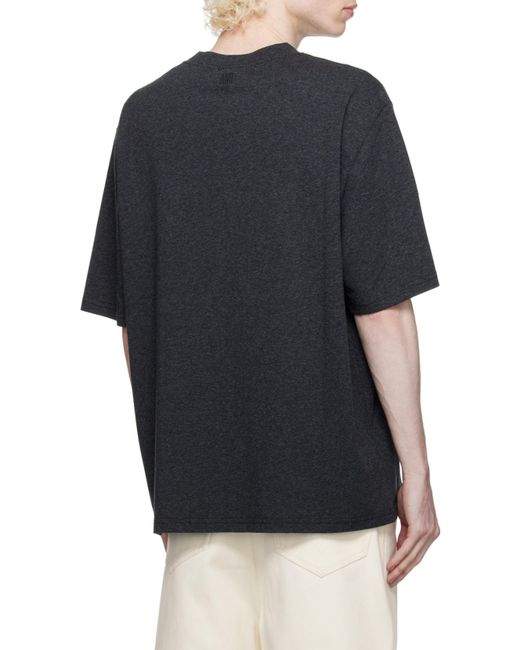 AMI Black Logo-Patch Oversized T-Shirt for men