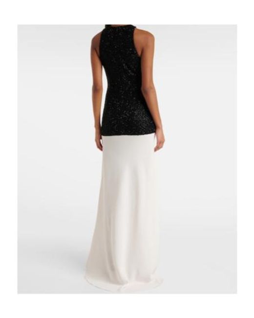 Staud White Gabrielle Beaded Crêpe Gown