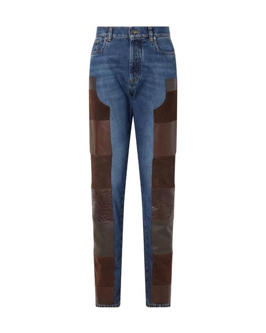 Versace Blue Patchwork Panelled Jeans