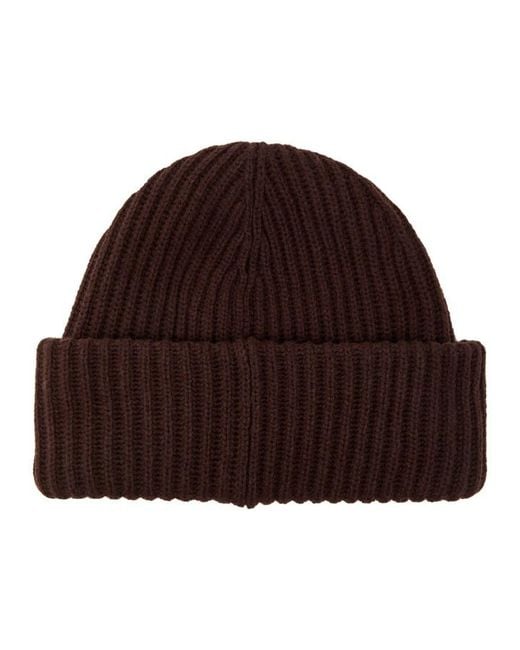 Ganni Brown Logo-Appliquéd Ribbed Wool-Blend Beanie