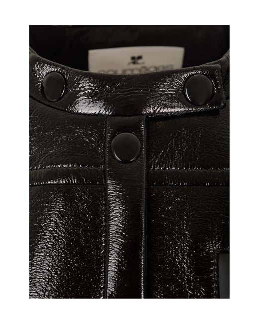 Courreges Black Courrèges Vinyl Logo Patch Biker Jacket
