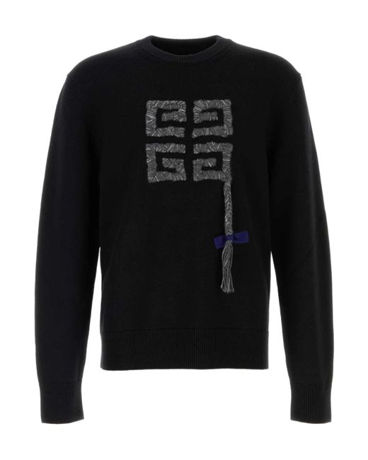 Givenchy Black 4G Braid Knitted Jumper for men