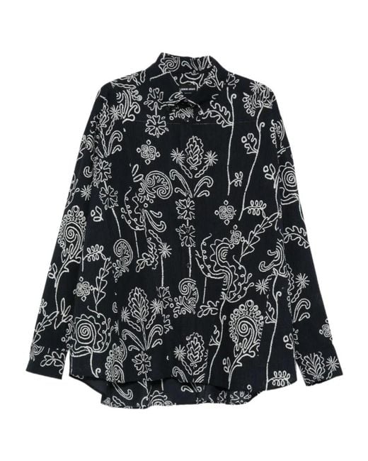 Giorgio Armani Black All-Over Printed Long-Sleeved Shirt for men