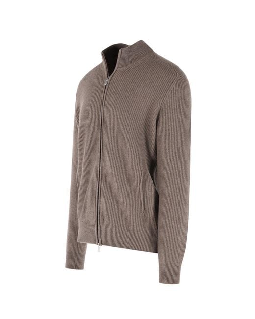 Gran Sasso Brown Long-Sleeve Cardigan for men