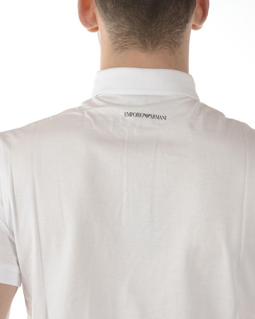 Emporio Armani White Logo Slim Polo Shirt for men