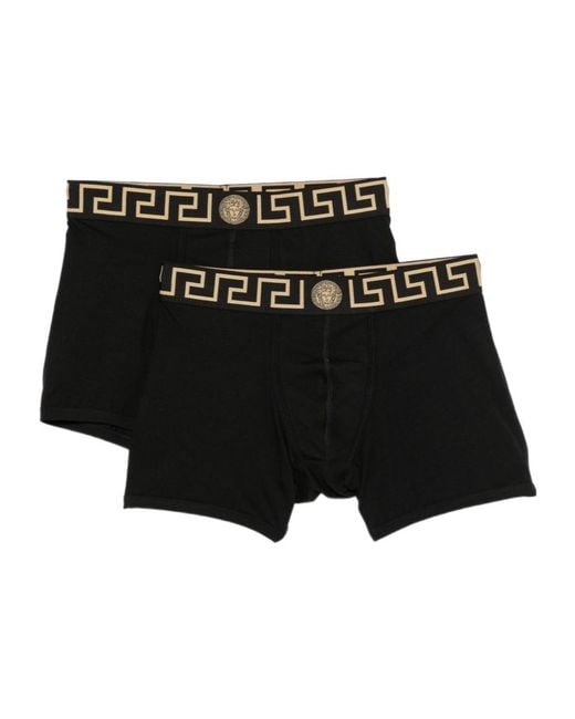 Versace Black Greca Medusa Briefs (Set Of Two) for men