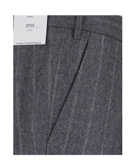 Pt Pantaloni Gray Striped Casual Trousers for men