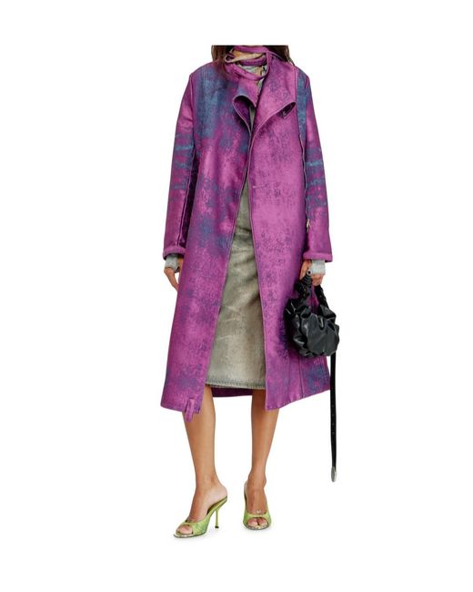 DIESEL Purple De Delgar Asymmetric Coat