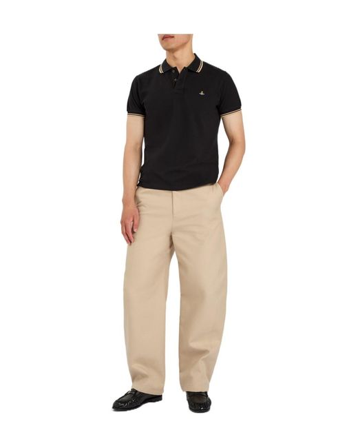 Vivienne Westwood Black Logo-Embroidered Piqué Cotton Polo Shirt for men