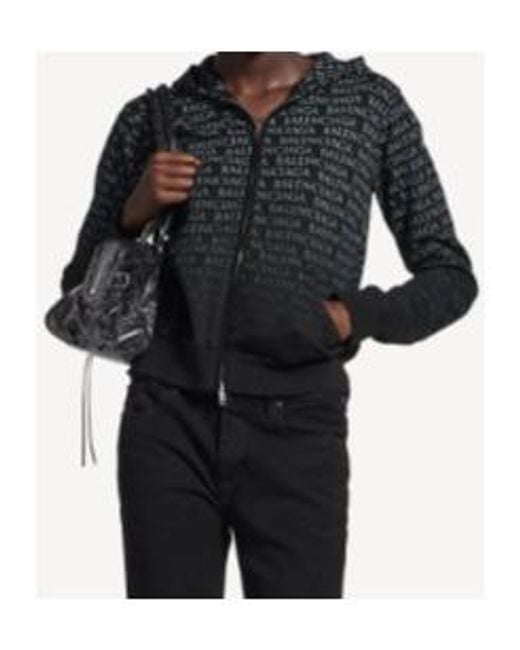 Balenciaga Black Logo Printed Zip-Up Jacket