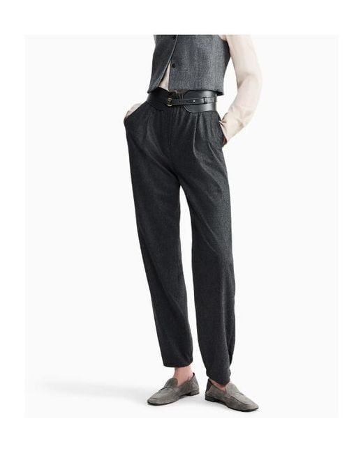 Giorgio Armani Gray Elastic-Waist Casual Trousers