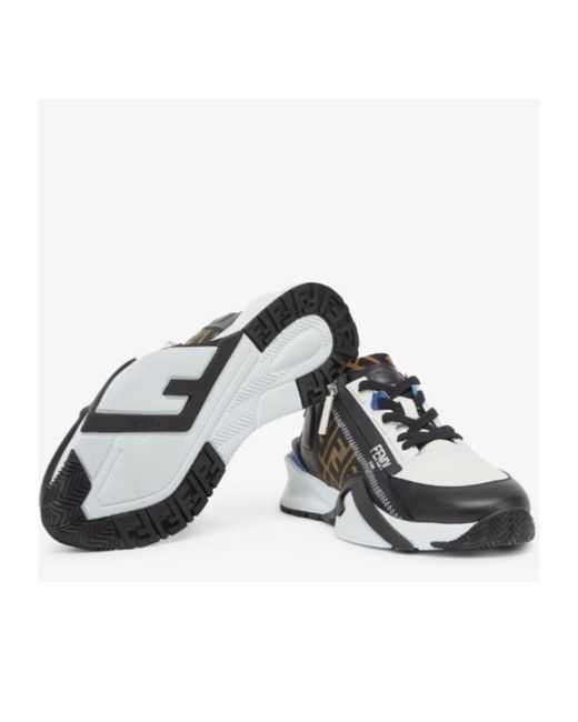Fendi Multicolor Flow Ff Jacquard Lace-Up Sneakers for men