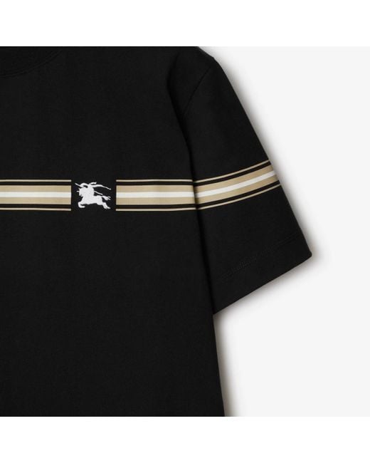 Burberry Black Striped-Detail Cotton T-Shirt for men