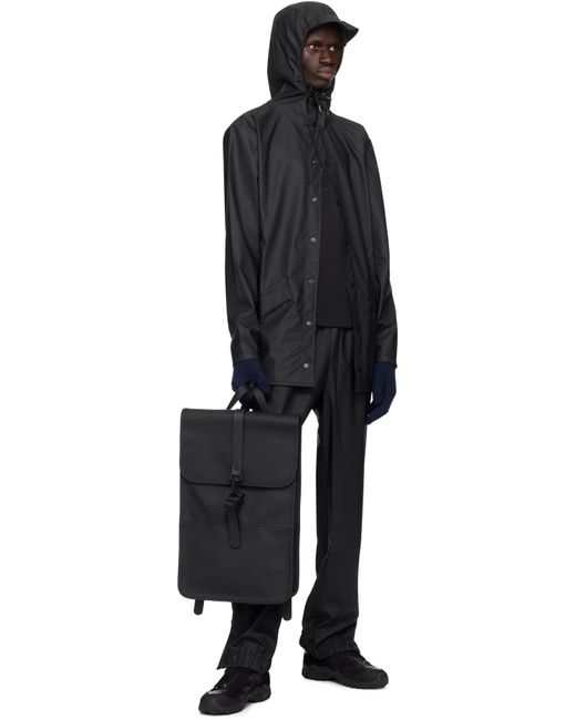 Rains Black Hooded Water-Resistant Jacket for men