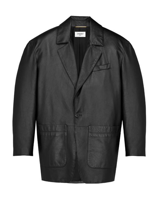 Saint Laurent Black Long-Sleeved Leather Jacket