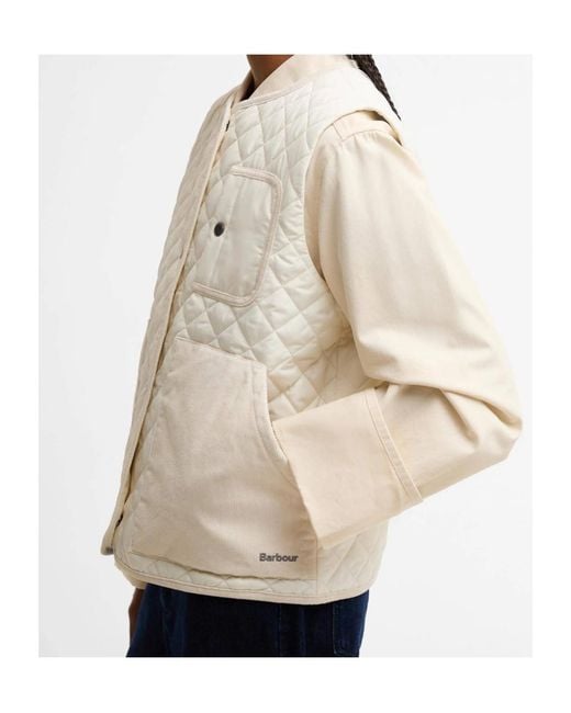 Barbour White Thulby Quilted Gilet