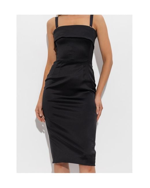 Dolce & Gabbana Black Satin Midi Slip Dress