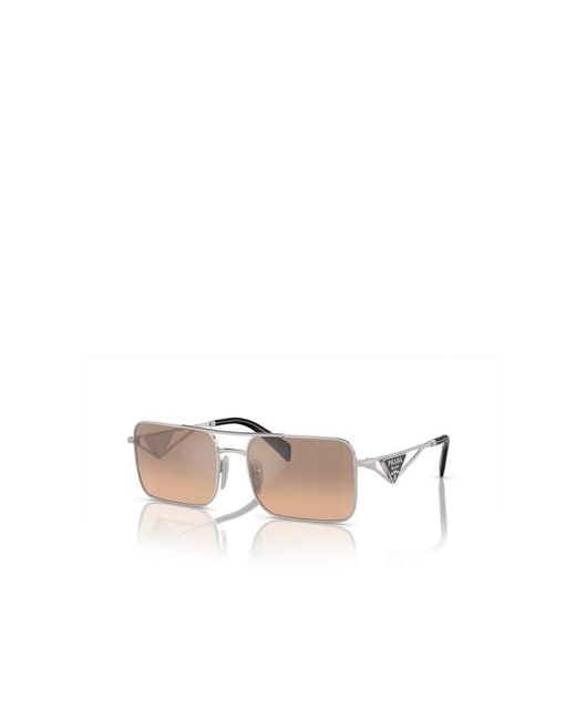 Prada White Eyewear Rectangular Frame Sunglasses