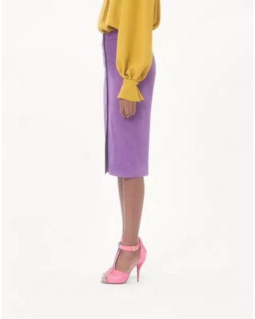 Valentino Purple Button Detailed Gathered Skirt