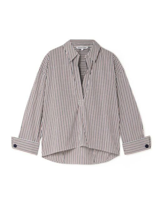 Veronica Beard Gray Draymond Striped Poplin Shirt